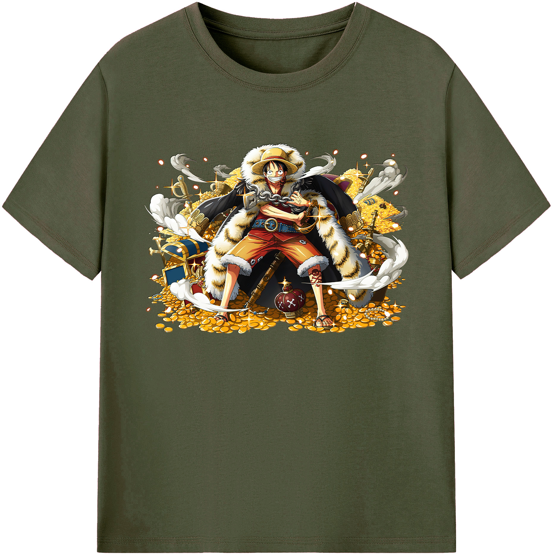 ワンピース モンキー・D・ルフィ ONE PIECE Monkey D. Luffy 綿100％ メンズ半袖Tシャツ｜肌触りやわらか＆通気性